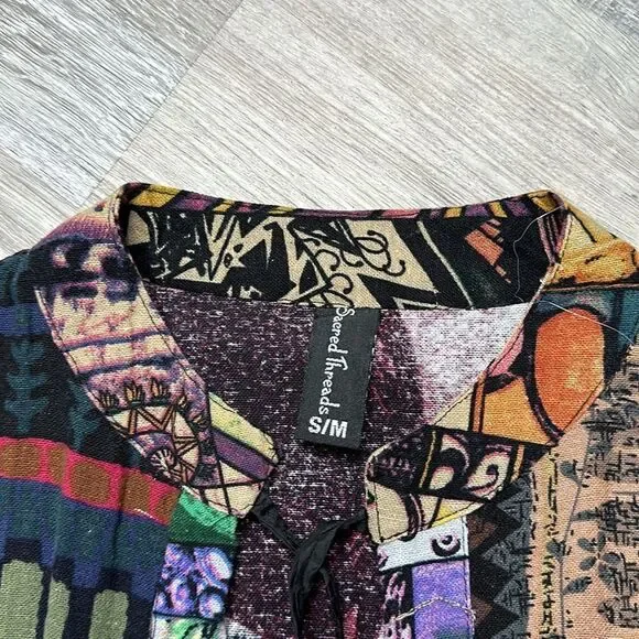 Vintage Sacred Threads, size small, tie neck, pockets, like new! WA-1583 - Picture 3 of 8